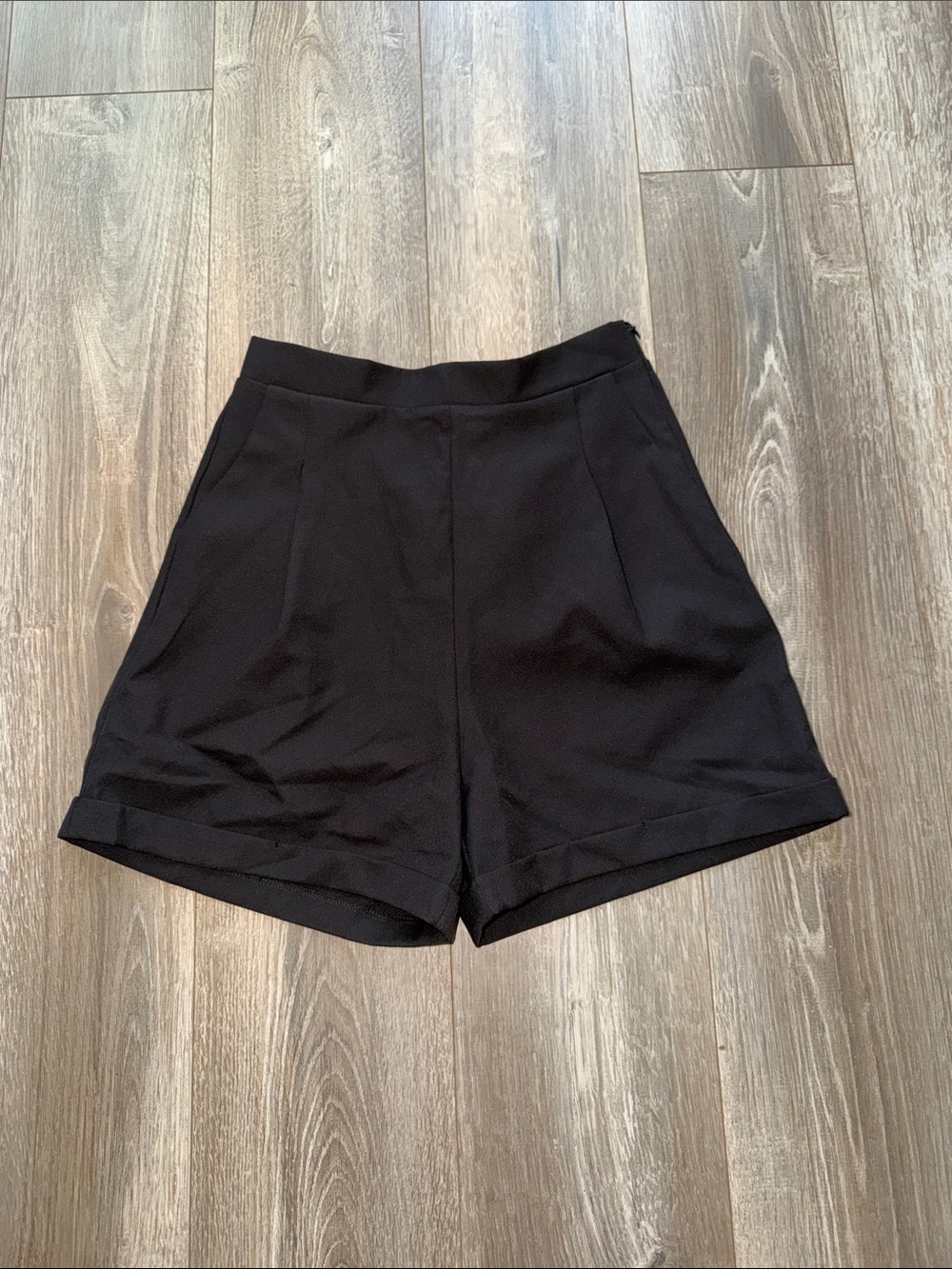 white birch Black High-Rise Bermuda Shorts